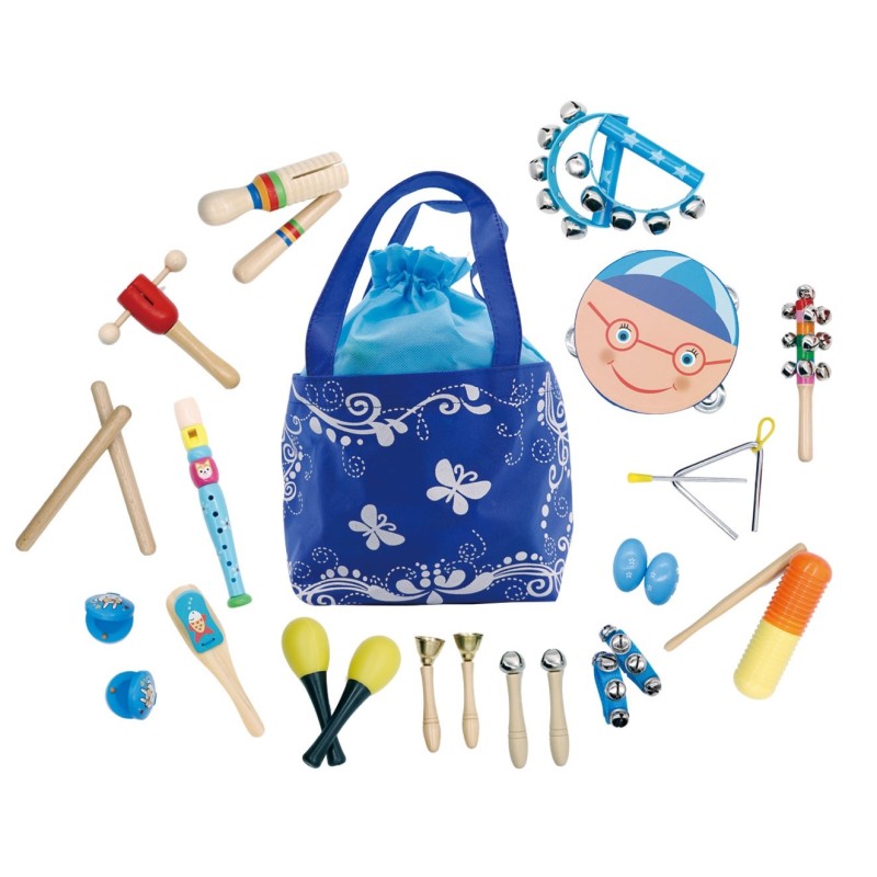 Wooden musical instruments toys set of 16 + bag ECOTOYS