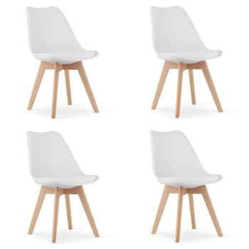 Zestaw komplet krzeseł MARK białe drewniane nogi 4szt