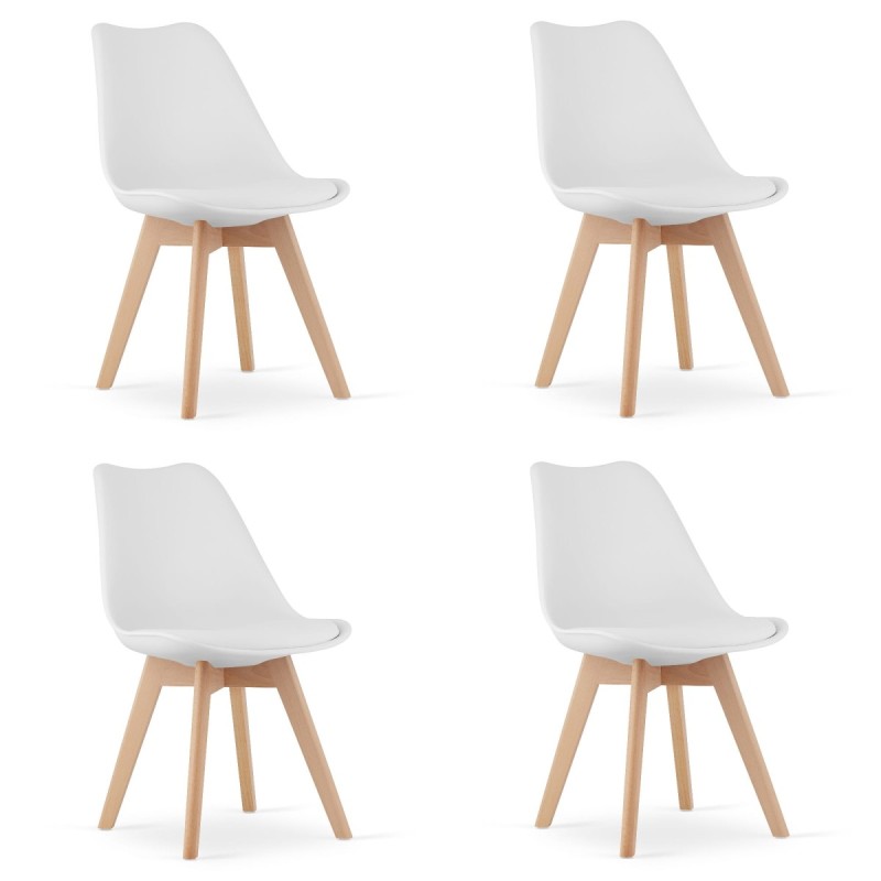 Zestaw komplet krzeseł MARK białe drewniane nogi 4szt