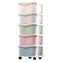 Plastic shelf on wheels for children, cabinet with drawers