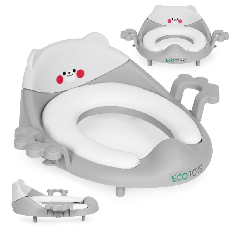 Toilet seat for children with handles, soft cushion, gray, ECOTOYS