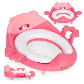 Toilet seat for children with handles, soft cushion, pink, ECOTOYS