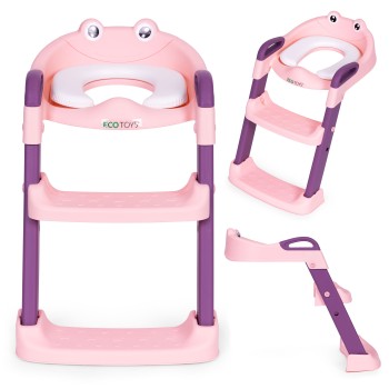 Toilet seat for children with steps and ladder, pink, ECOTOYS
