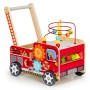 Educational wooden pusher with blocks for children - Fire Department