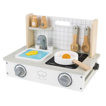 Wooden mini kitchen with accessories