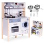 Wooden Play Kitchen for Kids with Sounds, LED, Oven, Washing Machine, Kitchen Accessories ECOTOYS