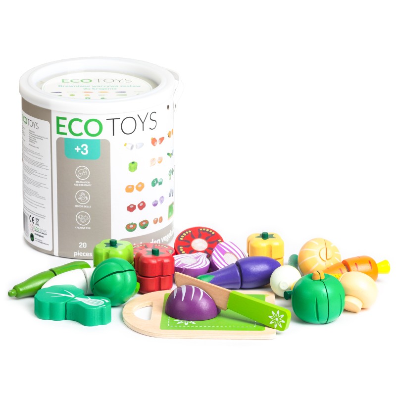 Ξύλινο Σετ Λαχανικών - 20 τμχ - Ecotoys
