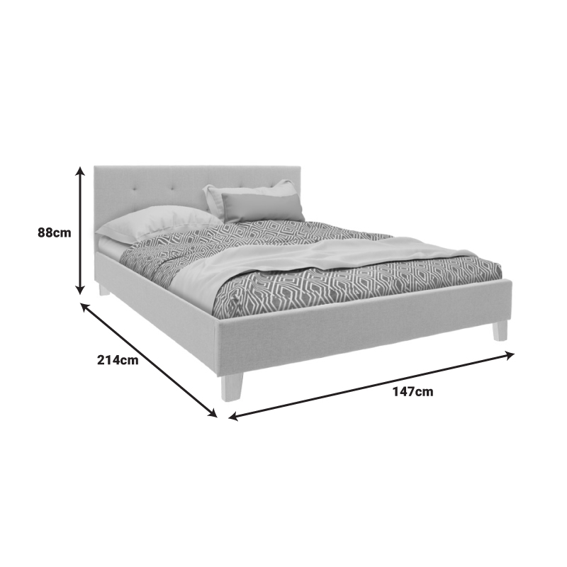 Κρεβάτι Mago pakoworld ύφασμα σε εκρού απόχρωση με φυσικό ξύλινο πόδι 140x200εκ