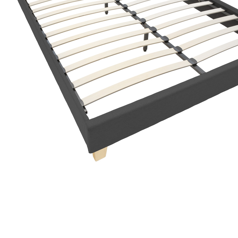 Κρεβάτι Mago pakoworld ύφασμα σε ανθρακί απόχρωση με φυσικό ξύλινο πόδι 140x200εκ