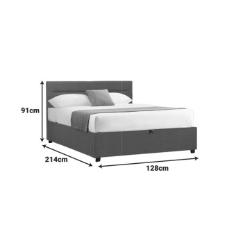 Κρεβάτι Molito pakoworld ύφασμα σε ανθρακί απόχρωση με αποθηκευτικό χώρο120x200εκ