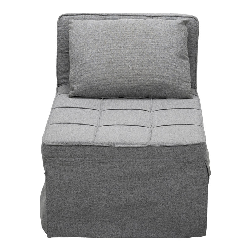 Σκαμπό-κρεβάτι Grejio pakoworld ύφασμα σε γκρι απόχρωση κα πόδι μαύρο μέταλλο 70x70x45εκ