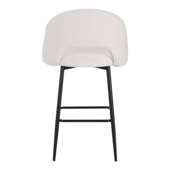 Σκαμπο μπαρ Masebo pakoworld μπουκλέ ύφασμα σε λευκή απόχρωση με μαύρα μεταλλικά πόδια 48x52x97εκ