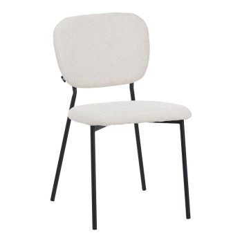 Καρέκλα Cathair pakoworld μπουκλέ ύφασμα σε μπεζ απόχρωση με μαύρα μεταλλικά πόδια 48x53x82εκ