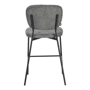 Σκαμπό μπαρ Cathair pakoworld μπουκλέ ύφασμα σε γκρι απόχρωση με μαύρα μεταλλικά πόδια 48x54x100εκ