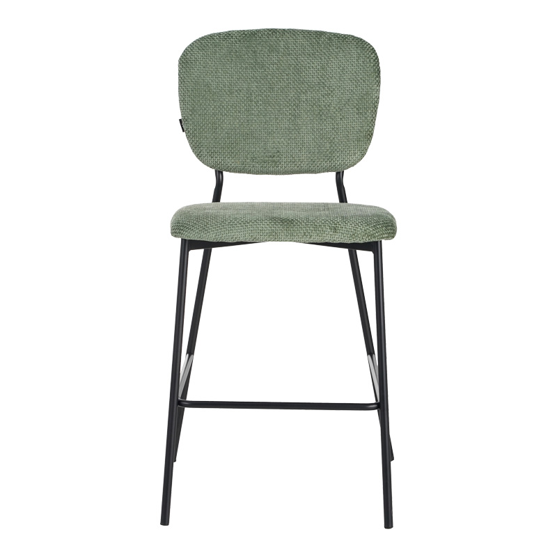 Σκαμπό μπαρ Cathair pakoworld μπουκλέ ύφασμα σε λαδί απόχρωση με μαύρα μεταλλικά πόδια 48x54x100εκ