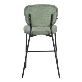 Σκαμπό μπαρ Cathair pakoworld μπουκλέ ύφασμα σε λαδί απόχρωση με μαύρα μεταλλικά πόδια 48x54x100εκ