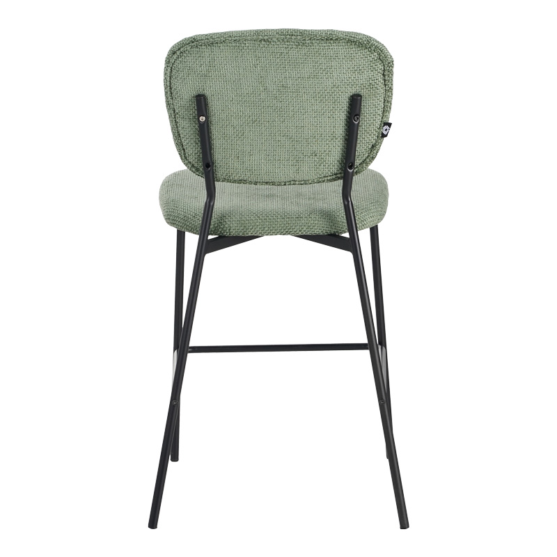 Σκαμπό μπαρ Cathair pakoworld μπουκλέ ύφασμα σε λαδί απόχρωση με μαύρα μεταλλικά πόδια 48x54x100εκ