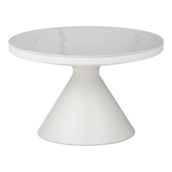 Βοηθητικά τραπέζια Coozlin Inart sintered stone σε απόχρωση λευκό μαρμάρου με λευκό μέταλλο