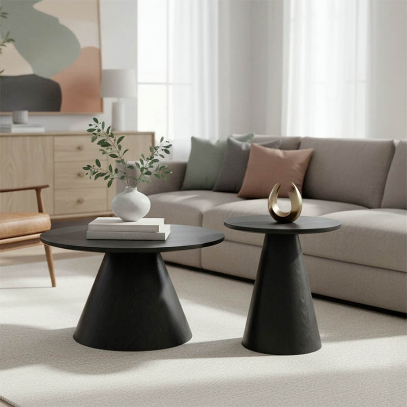 Tραπέζια σαλονιού Donda pakoworld mdf σετ 2τεμ. μαύρο