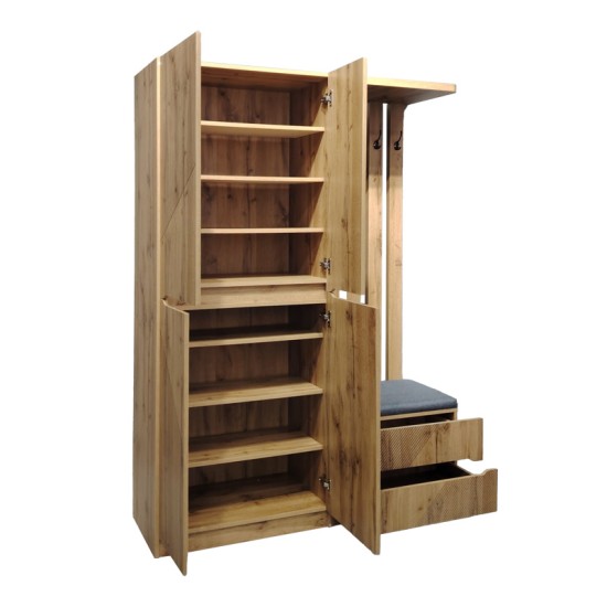 Έπιπλο εισόδου Zomie pakoworld σε oak απόχρωση 131x41.5x180.4εκ Έπιπλο εισόδου Zomie pakoworld σε oak απόχρωση 131x41.5x180.4εκ