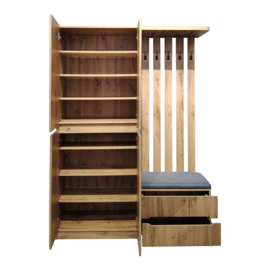 Έπιπλο εισόδου Zomie pakoworld σε oak απόχρωση 131x41.5x180.4εκ Έπιπλο εισόδου Zomie pakoworld σε oak απόχρωση 131x41.5x180.4εκ