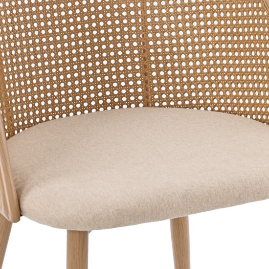 Καρέκλα Riccardo pakoworld φυσικό pe rattan-μπεζ ύφασμα-φυσικό μέταλλο 56x52x82εκ Καρέκλα Riccardo pakoworld φυσικό pe rattan-μπεζ ύφασμα-φυσικό μέταλλο 56x52x82εκ