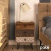 Κομοδίνο Boho pakoworld με 3 συρτάρια καρυδί με μεταλλικά πόδια 40x40x59εκ