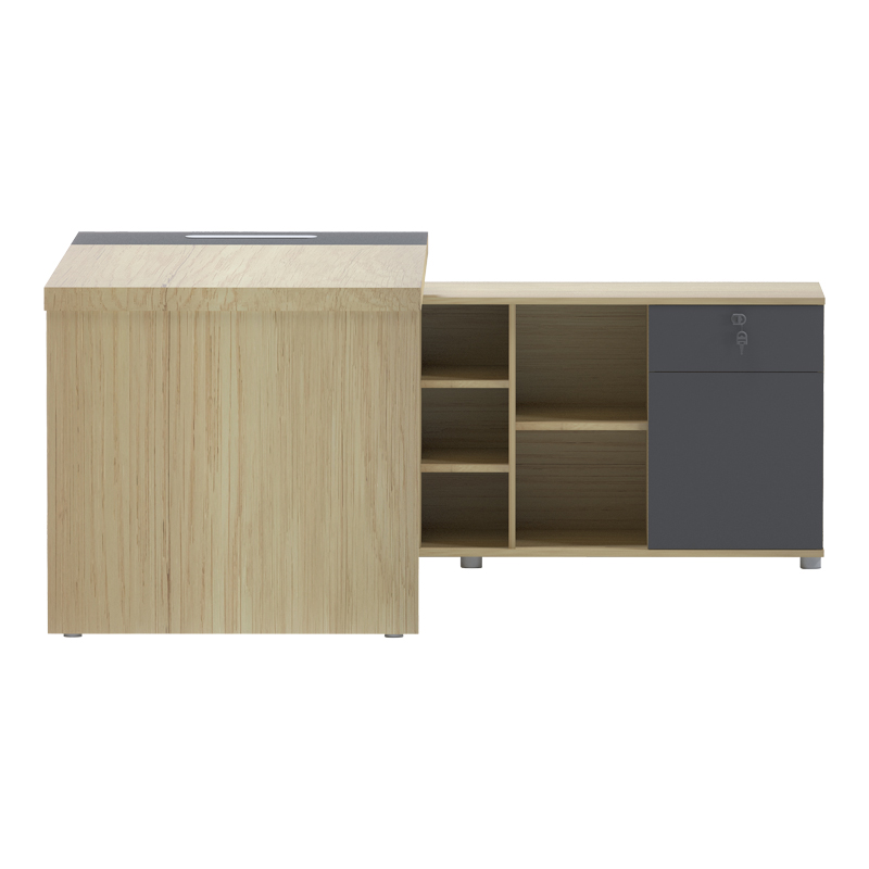 Γραφείο επαγγελματικό Lotus pakoworld με δεξιά γωνία σε φυσική-ανθρακί απόχρωση 180x180x75εκ