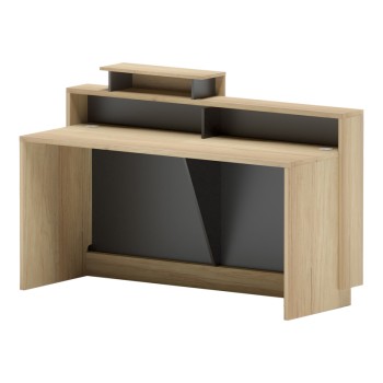 Γραφείο reception Lotus pakoworld σε φυσική-ανθρακί απόχρωση 160x60x105εκ