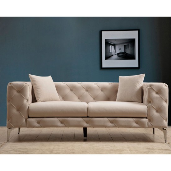 Καναπές 2θέσιος PWF-0579 pakoworld τύπου Chesterfield ύφασμα εκρού 197x90x73εκ Καναπές 2θέσιος PWF-0579 pakoworld τύπου Chesterfield ύφασμα εκρού 197x90x73εκ