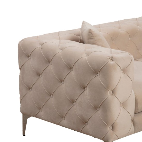 Καναπές 3θέσιος PWF-0579 pakoworld τύπου Chesterfield ύφασμα εκρού 237x90x73εκ Καναπές 3θέσιος PWF-0579 pakoworld τύπου Chesterfield ύφασμα εκρού 237x90x73εκ