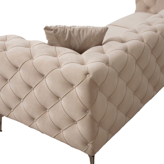 Καναπές 3θέσιος PWF-0579 pakoworld τύπου Chesterfield ύφασμα εκρού 237x90x73εκ Καναπές 3θέσιος PWF-0579 pakoworld τύπου Chesterfield ύφασμα εκρού 237x90x73εκ