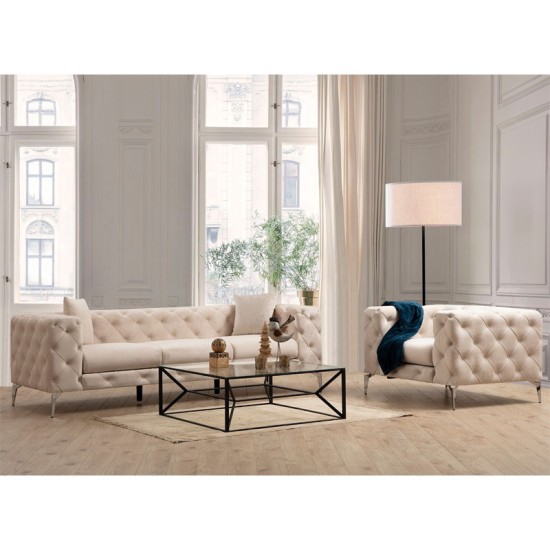 Καναπές 3θέσιος PWF-0579 pakoworld τύπου Chesterfield ύφασμα εκρού 237x90x73εκ Καναπές 3θέσιος PWF-0579 pakoworld τύπου Chesterfield ύφασμα εκρού 237x90x73εκ