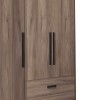 Ντουλάπα ρούχων Edritte pakoworld τρίφυλλη με συρτάρια ανοιχτό καρυδί 120x52x195εκ
