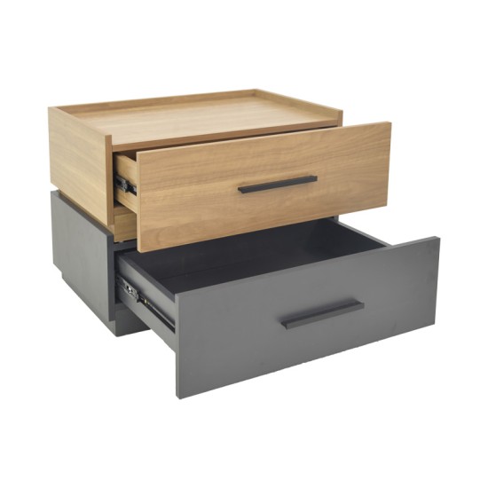 Κομοδίνο Sonlen pakoworld mdf σε sonoma-ανθρακί απόχρωση 60x40x44.5εκ Κομοδίνο Sonlen pakoworld mdf σε sonoma-ανθρακί απόχρωση 60x40x44.5εκ