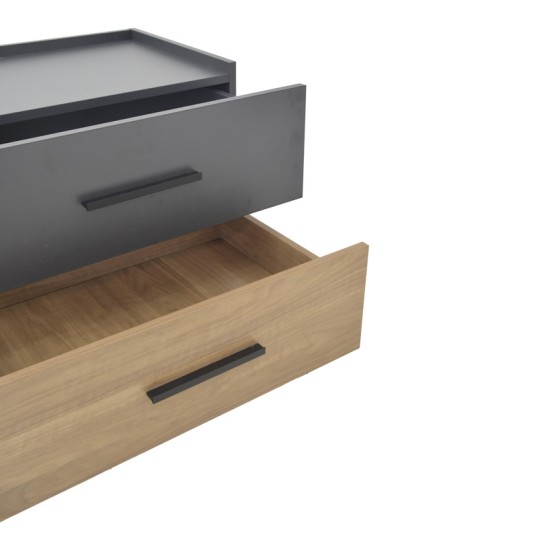 Κομοδίνο Sonlen pakoworld mdf σε sonoma-ανθρακί απόχρωση 60x40x44.5εκ Κομοδίνο Sonlen pakoworld mdf σε sonoma-ανθρακί απόχρωση 60x40x44.5εκ