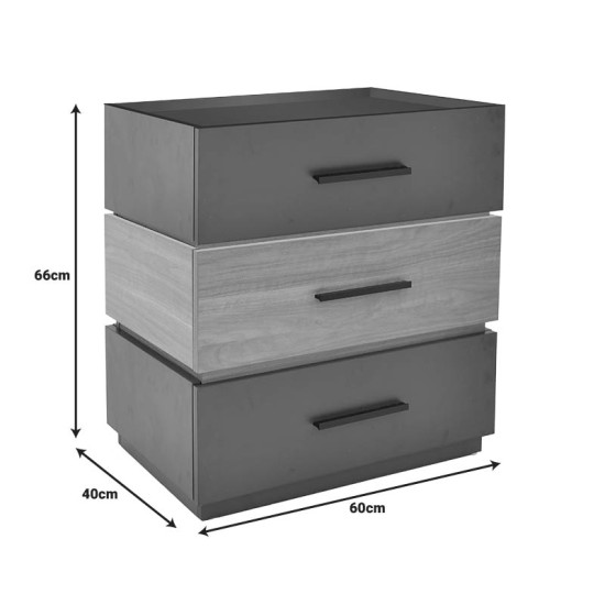 Κομοδίνο Sonlen pakoworld mdf σε sonoma-ανθρακί απόχρωση 60x40x66εκ Κομοδίνο Sonlen pakoworld mdf σε sonoma-ανθρακί απόχρωση 60x40x66εκ