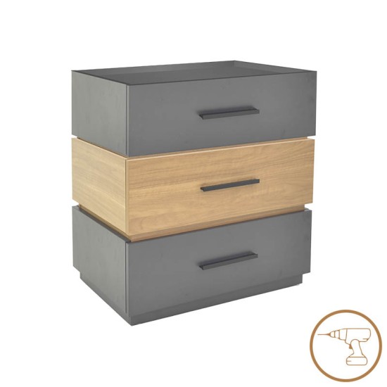 Κομοδίνο Sonlen pakoworld mdf σε sonoma-ανθρακί απόχρωση 60x40x66εκ Κομοδίνο Sonlen pakoworld mdf σε sonoma-ανθρακί απόχρωση 60x40x66εκ