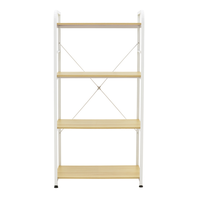 Ραφιέρα επιδαπέδια Depo pakoworld μέταλλο λευκό-mdf σε φυσική απόχρωση 60x40x120εκ