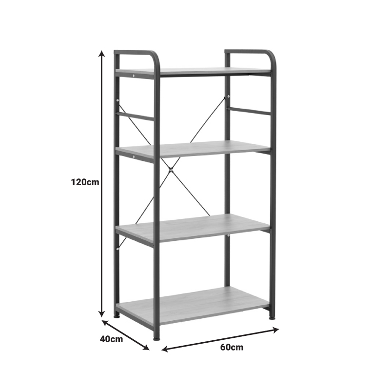 Ραφιέρα επιδαπέδια Depo pakoworld μέταλλο λευκό-mdf σε φυσική απόχρωση 60x40x120εκ