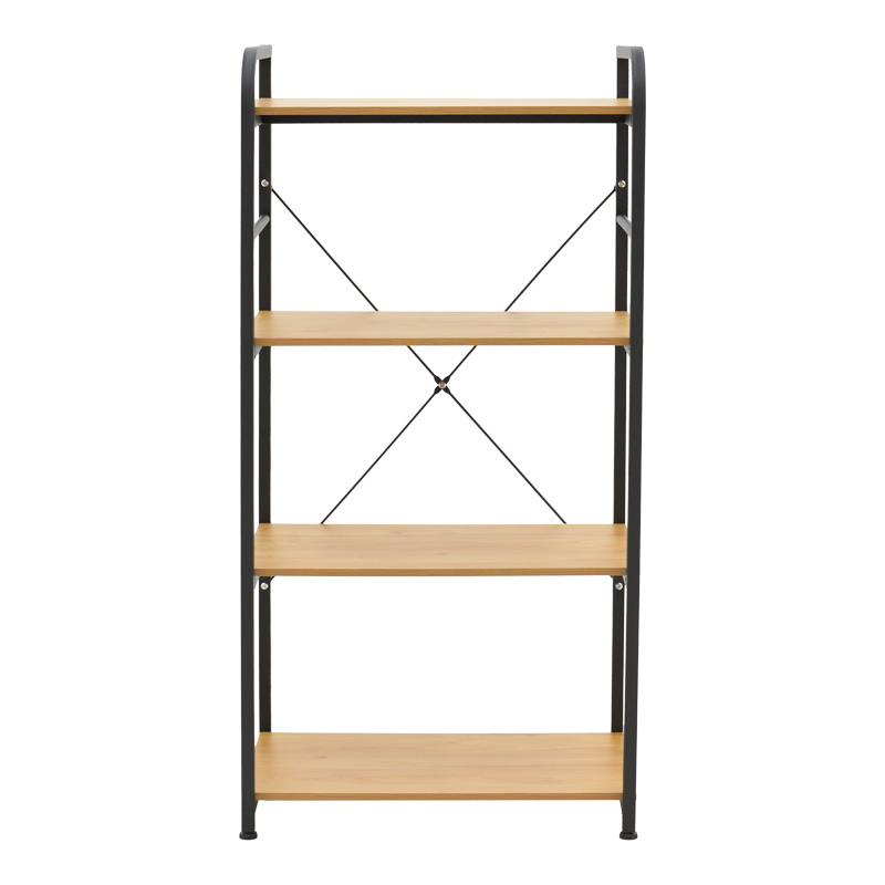 Ραφιέρα επιδαπέδια Depo pakoworld μέταλλο μαύρο-mdf σε oak απόχρωση 60x40x120εκ