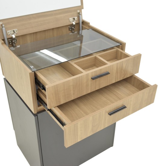 Τουαλέτα κρεβατοκάμαρας Sonlen pakoworld ανθρακί-sonoma 60x45x130εκ Τουαλέτα κρεβατοκάμαρας Sonlen pakoworld ανθρακί-sonoma 60x45x130εκ