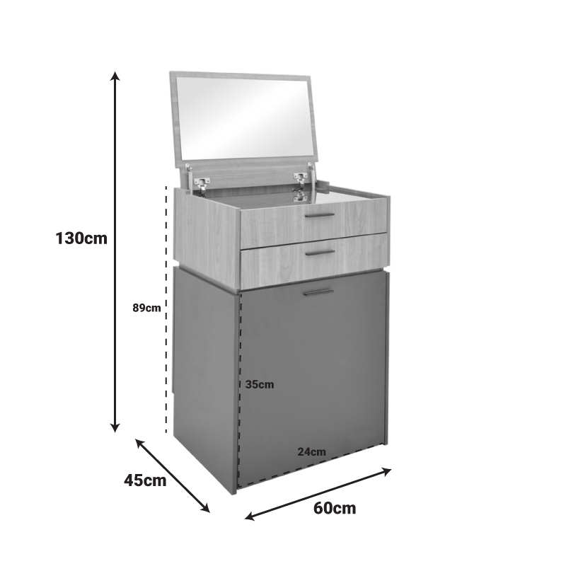 Τουαλέτα κρεβατοκάμαρας Sonlen pakoworld σε καρυδί-κρεμ απόχρωση 60x45x130εκ
