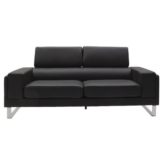 Καναπές Shea pakoworld 3θέσιος pu μαύρο-inox 198x80x87εκ Καναπές Shea pakoworld 3θέσιος pu μαύρο-inox 198x80x87εκ