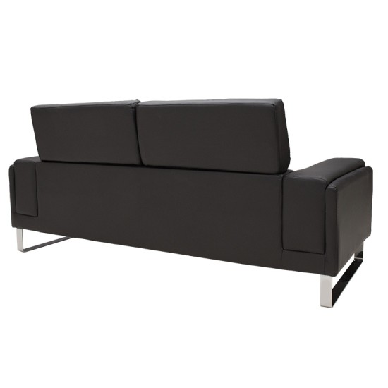 Καναπές Shea pakoworld 3θέσιος pu μαύρο-inox 198x80x87εκ Καναπές Shea pakoworld 3θέσιος pu μαύρο-inox 198x80x87εκ
