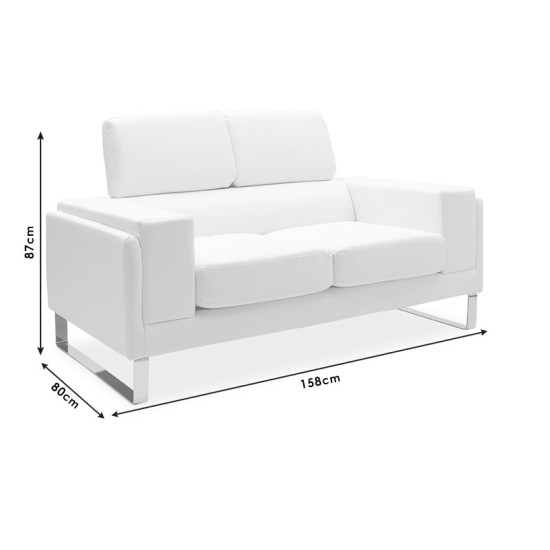 Καναπές Shea pakoworld 2θέσιος pu μαύρο-inox 158x80x87εκ Καναπές Shea pakoworld 2θέσιος pu μαύρο-inox 158x80x87εκ