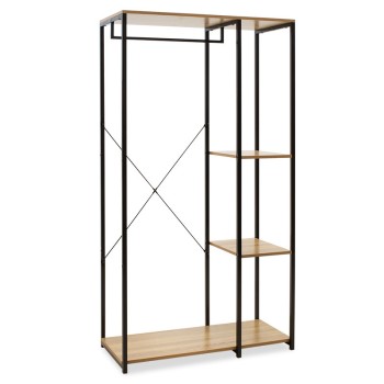 Έπιπλο εισόδου-ραφιέρα Ramon pakoworld φυσικό-μαύρο 90,5x41x167εκ