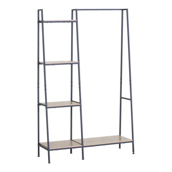 Έπιπλο εισόδου-ραφιέρα Herevy pakoworld σε oak απόχρωση με μαύρο μέταλλο 101x35x160εκ