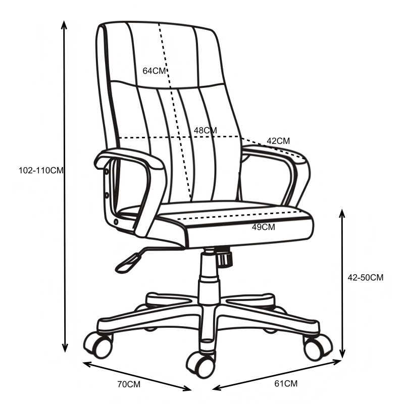 Καρέκλα γραφείου διευθυντή Roby pakoworld με pu χρώμα μαύρο