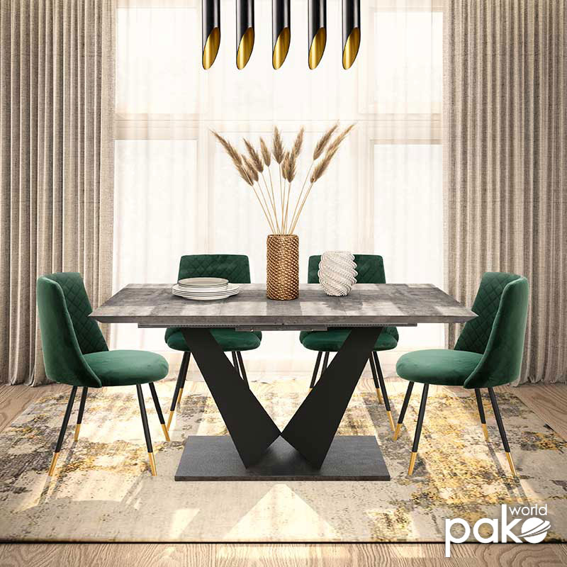 Τραπέζι Gordon pakoworld επεκτεινόμενο γκρι cement lpl - πόδι μαύρο μέταλλο 160-200x90x75εκ